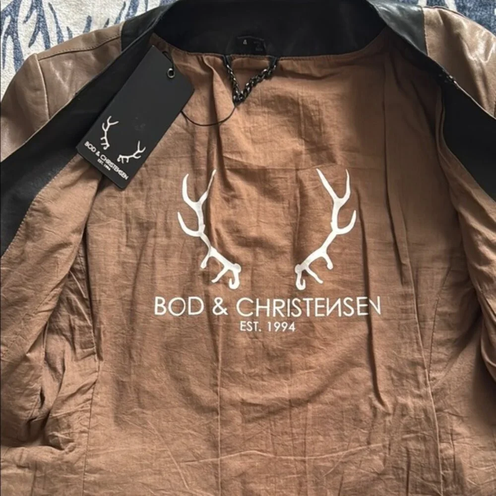 Bod &Christensen Brown Tailored Style Leather Blazer Jacket NWT - Picture 6 of 16